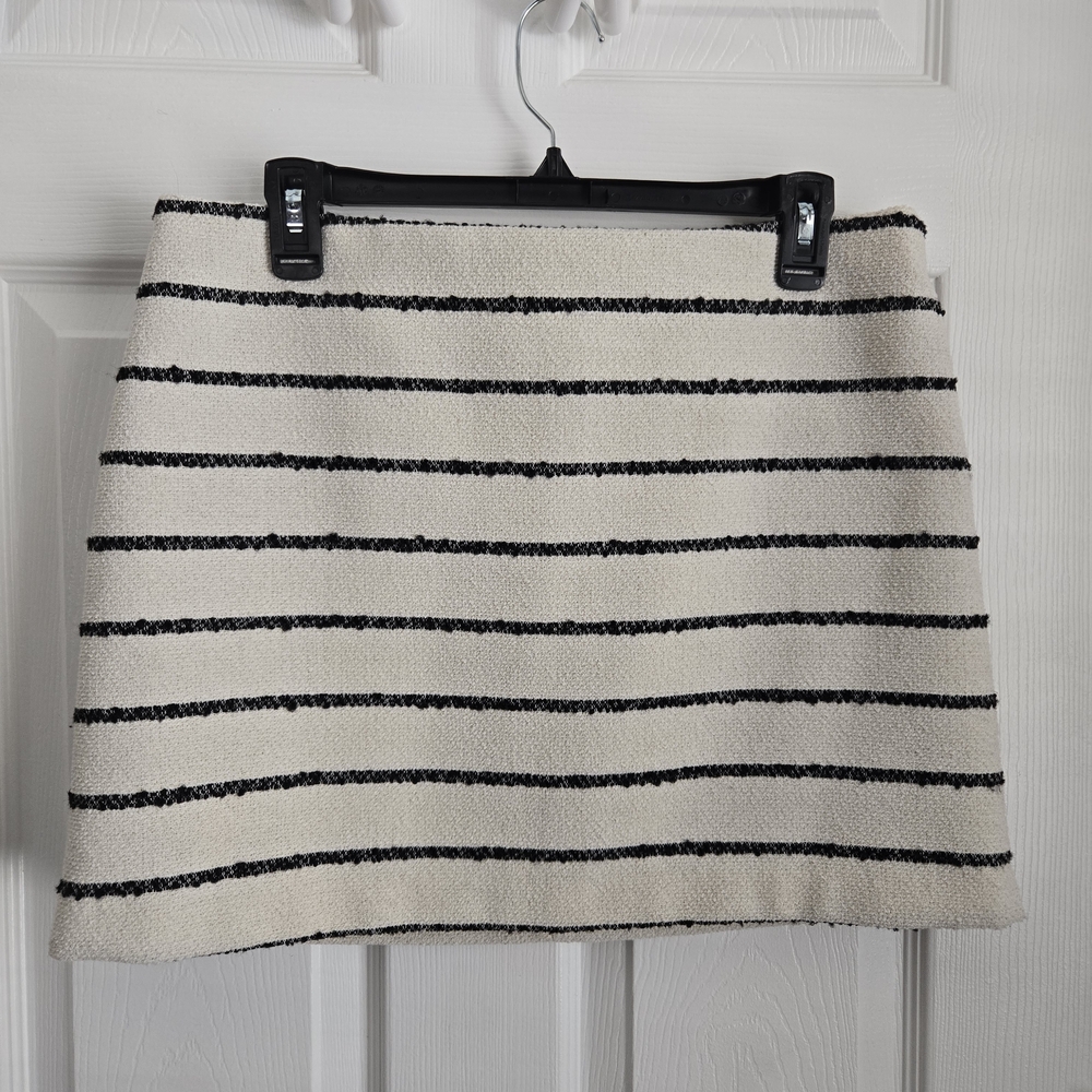 H&M Black and White Striped Mini Skirt